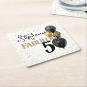 50 & Fabulous Zwart Goud Glam Papier Onderzetter (Schuin)