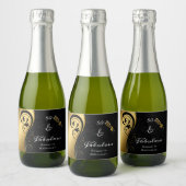 50 & Fabulous Zwart Goud Verjaardag Mini Sparkling Sparkling Wijnetiket (Flessen)