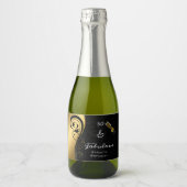50 & Fabulous Zwart Goud Verjaardag Mini Sparkling Sparkling Wijnetiket (Voorkant)