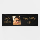 50, FABULOUS! Zwart & goudfoto op maat Spandoek (Horizontaal)