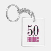 50 & Fabulous Zwart Roze 50e Verjaardag Foto Sleutelhanger (Voorkant Links)