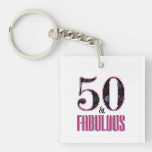 50 & Fabulous Zwart Roze 50e Verjaardag Foto Sleutelhanger