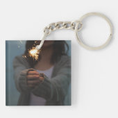 50 & Fabulous Zwart Roze 50e Verjaardag Foto Sleutelhanger (Achterkant)