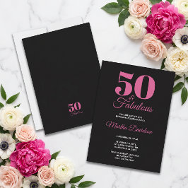 50 & Fabulous Zwart Roze Glam Feest Kaart
