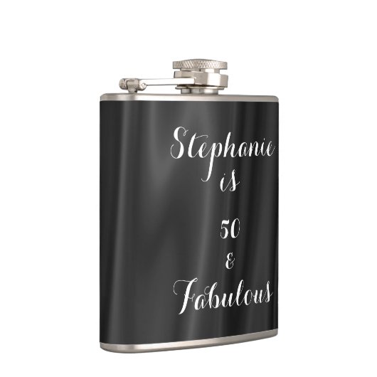 50 & Fabulous Zwart & Wit Elegant Royal Simple Heupfles (Rechts)