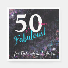 50 & Fabulous, zwarte glitter achtergrond Servet