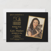 50 & FABULOUS! Zwarte & Gold 50e verjaardag Kaart (Voorkant)