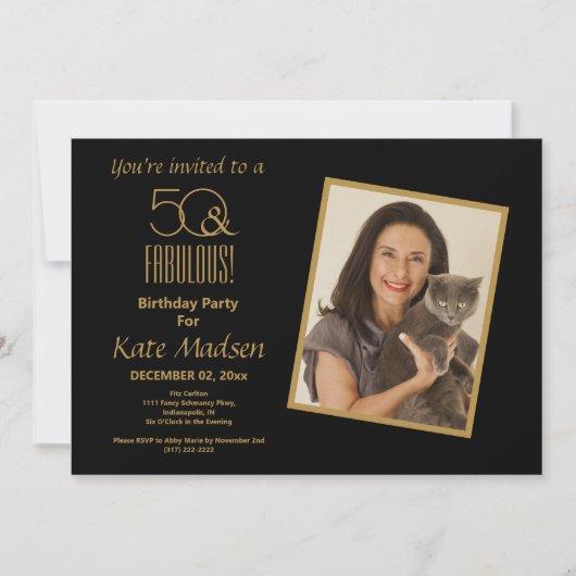 50 & FABULOUS! Zwarte & Gold 50e verjaardag Kaart (Voorkant)
