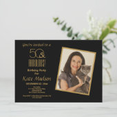 50 & FABULOUS! Zwarte & Gold 50e verjaardag Kaart (Staand voorkant)