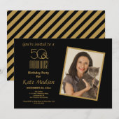 50 & FABULOUS! Zwarte & Gold 50e verjaardag Kaart (Voorkant / Achterkant)