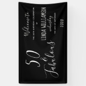 50 & Fabulous Zwarte Moderne Verjaardag Spandoek (Verticaal)