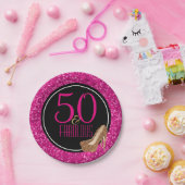 50 & Fabulous | Zwarte Roze 50e verjaardag Papieren Bordje (Feest)