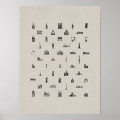 50 Famous Buildings Print, Architecture, Architect Poster (Voorkant)