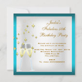 50 & Fantastic Blauwgroen White Gold Birthday Part Kaart (Achterkant)