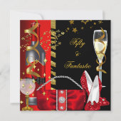 50 & Fantastic Red Black Gold Party Kaart (Voorkant)