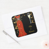 50 Fantastic Red Dress Zwart Goud Sticker SQ (Envelop)