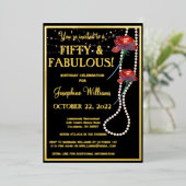 50 - Fantastisch BOND-goud Folie Uitnodiging (Staand Voorkant)