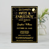 50 - Fantastisch BOND-goud Folie Uitnodiging (Staand Voorkant)