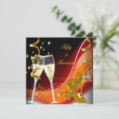 50 & Fantastisch Fabulous Gold Red Sinaasappel Kaart (Staand voorkant)