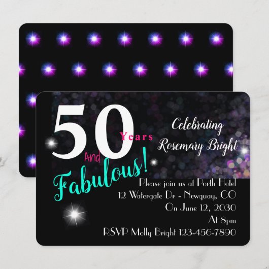 50 fantastisch, glitter op zwart, veelzijdig kaart (Voorkant / Achterkant)