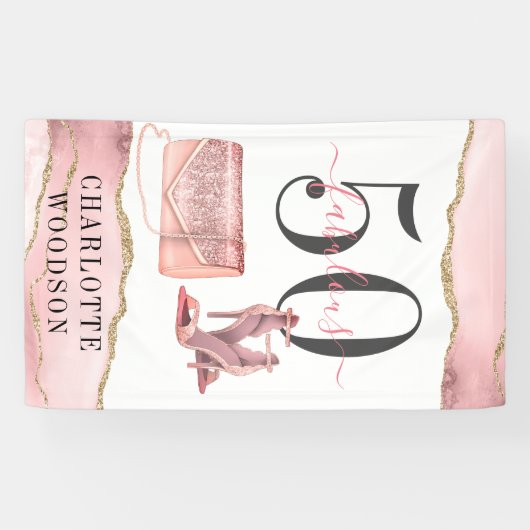 50 Fantastisch Roos Gold Glitter Agate Dansschoen Spandoek (Horizontaal)