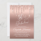 50 Fantastisch Roos Gold Glitter Birthday Party Kaart (Voorkant)