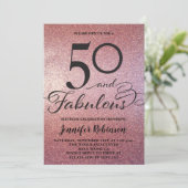50 Fantastisch Roos Gold Glitter Birthday Party Kaart (Staand voorkant)