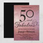 50 Fantastisch Roos Gold Glitter Birthday Party Kaart (Voorkant / Achterkant)