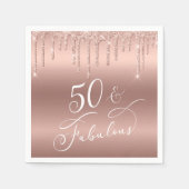 50 Fantastisch Roos Gold Glitter Birthday Party Servet (Voorkant)
