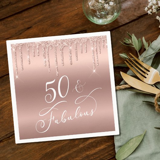 50 Fantastisch Roos Gold Glitter Birthday Party Servet
