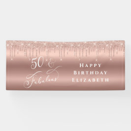 50 Fantastisch Roos Gold Glitter Birthday Party Spandoek