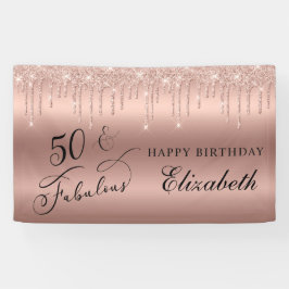 50 Fantastisch Roos Gold Glitter Birthday Party Spandoek