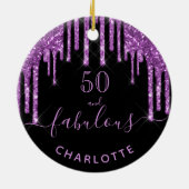 50 Fantastisch verjaardagsmonogram zwart paars gli Keramisch Ornament (Achterkant)