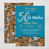 50 & Fantastische Blauwgroen Wilde Harten Vijftig  Kaart (Voorkant / Achterkant)