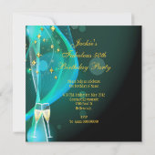 50 & Fantastische Fabulous Gold Blauwgroen Glitter Kaart (Achterkant)