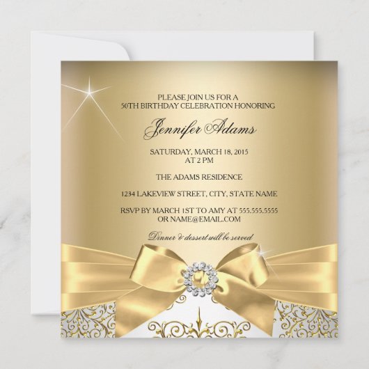 50 Fantastische foto Gold Silver Bow 50e verjaarda Kaart (Achterkant)