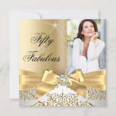 50 Fantastische foto Gold Silver Bow 50e verjaarda Kaart (Voorkant)