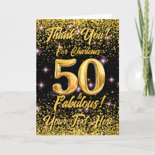 50 fantastische gouden glitter roze sterren 50e ve bedankkaart