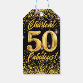 50 fantastische gouden glitter roze sterren 50e ve cadeaulabel