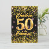 50 fantastische gouden glitter roze sterren 50e ve kaart (Staand voorkant)