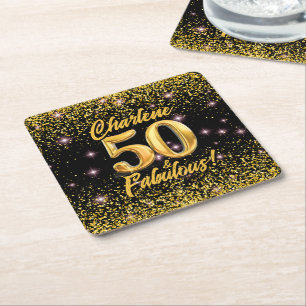 50 fantastische gouden glitter roze sterren 50e ve kartonnen onderzetters