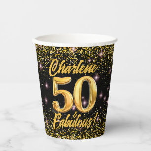 50 fantastische gouden glitter roze sterren 50e ve papieren bekers