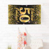 50 fantastische gouden glitter roze sterren 50e ve spandoek (Insitu)