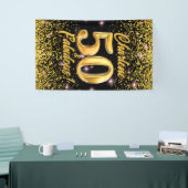 50 fantastische gouden glitter roze sterren 50e ve spandoek (Beurs)