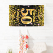 50 fantastische gouden glitter roze sterren 50e ve spandoek (Insitu)