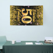 50 fantastische gouden glitter roze sterren 50e ve spandoek (Beurs)