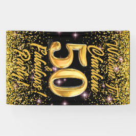 50 fantastische gouden glitter roze sterren 50e ve spandoek
