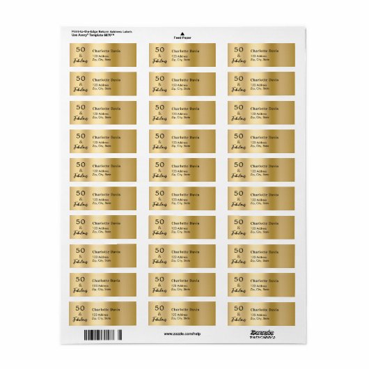 50 fantastische gouden retouradres etiket (Full Sheet)