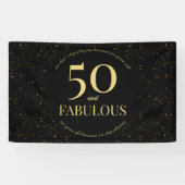50 fantastische moderne zwart-gouden Confetti typo Spandoek (Horizontaal)