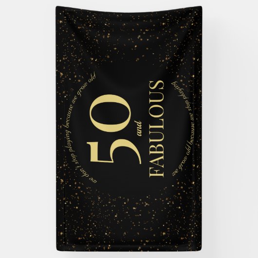 50 fantastische moderne zwart-gouden Confetti typo Spandoek (Verticaal)